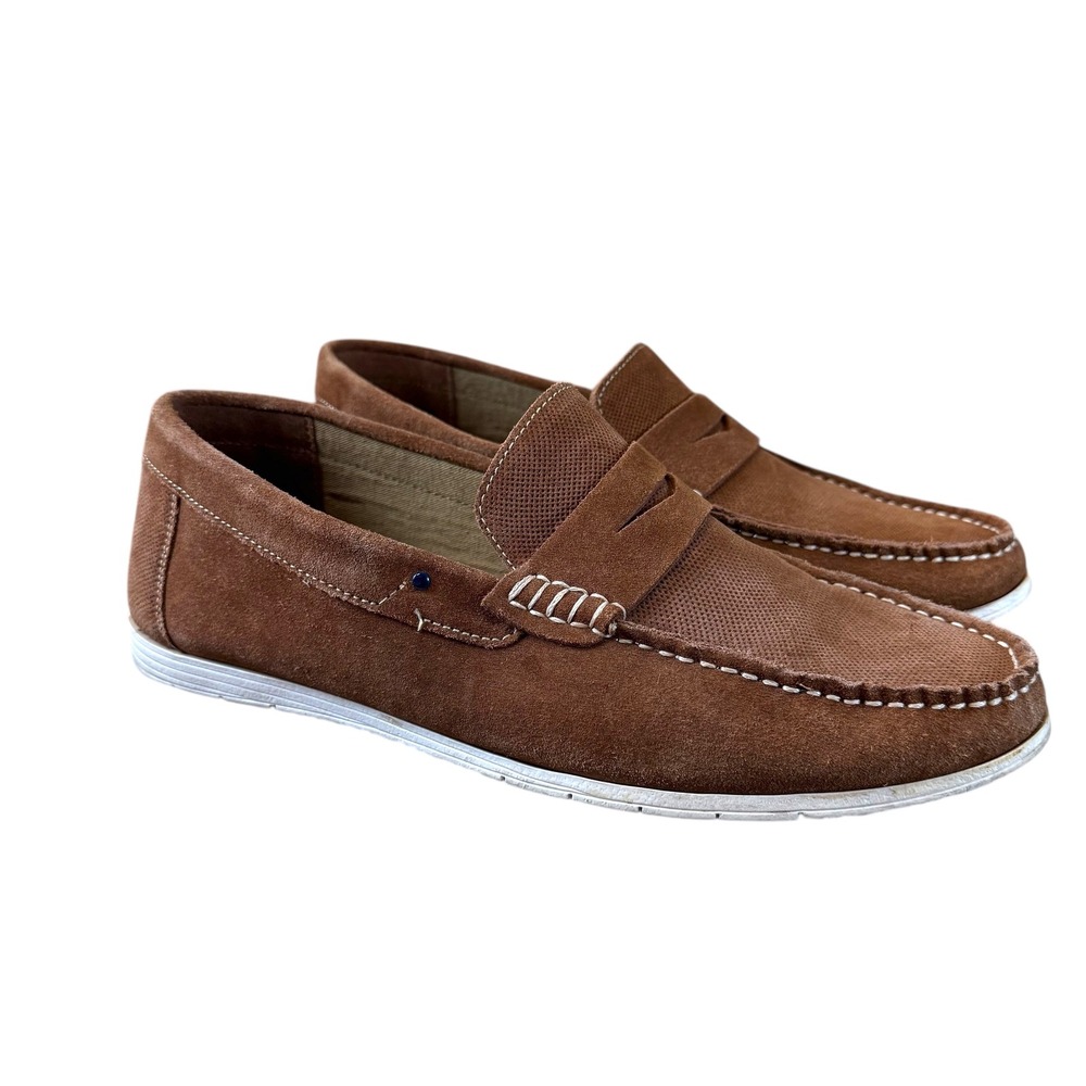 Modern Fiction Parker Suede Penny Loafers Mens 11 Brown Casual Slip On Shoes